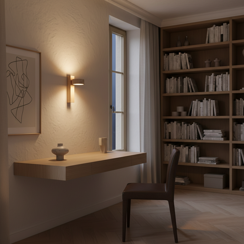 Amanda Rotatable Marble & Wood Wall Sconce