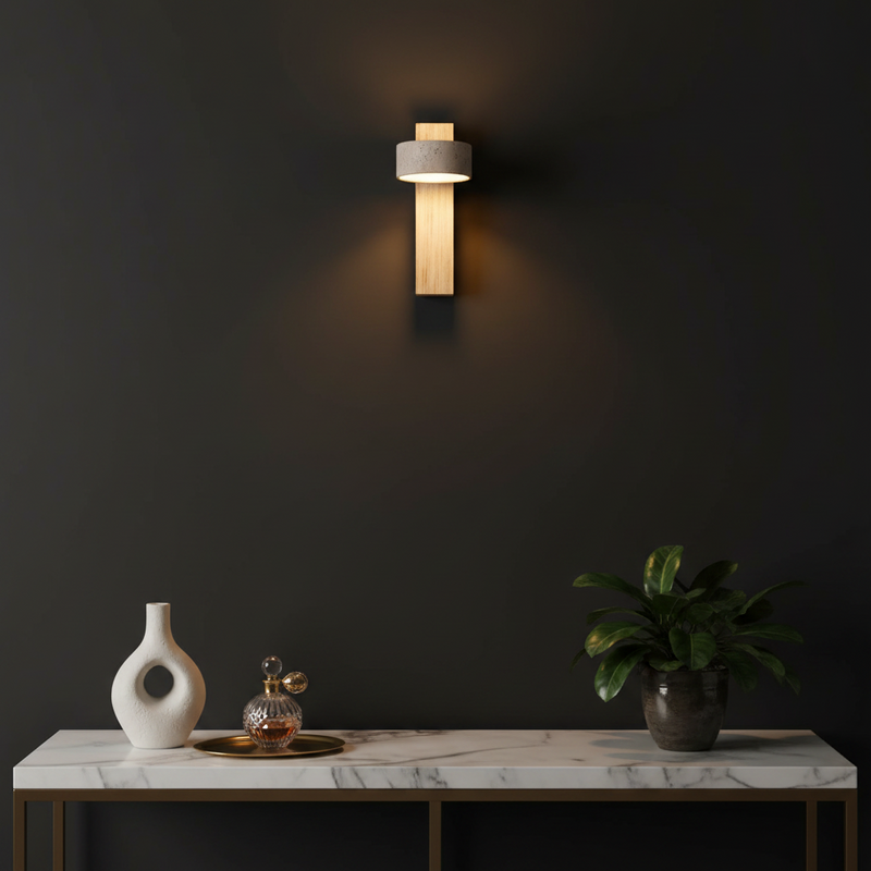 Amanda Rotatable Marble & Wood Wall Sconce