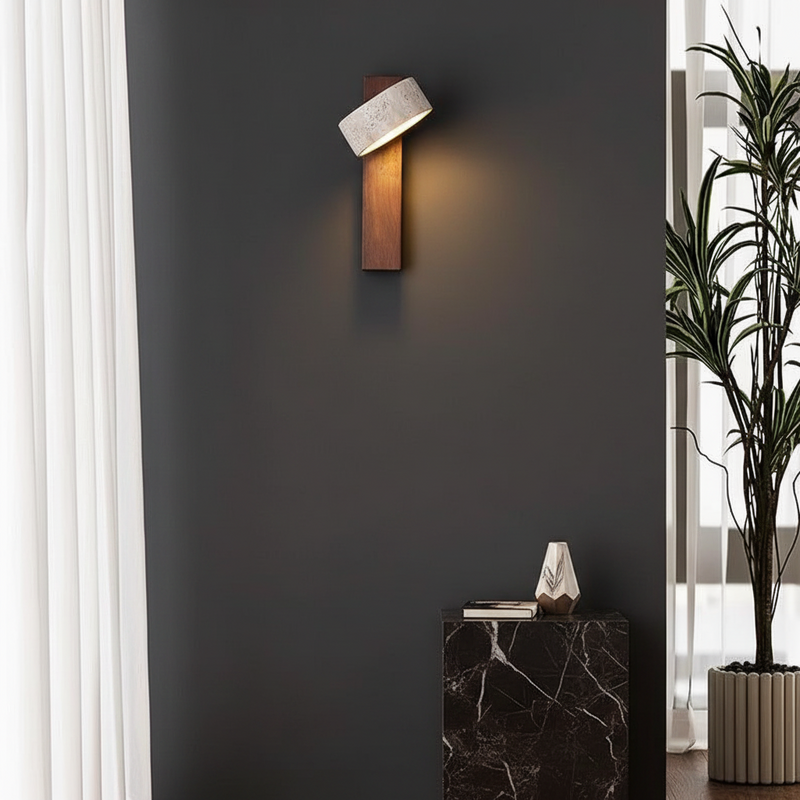 Amanda Rotatable Marble & Wood Wall Sconce