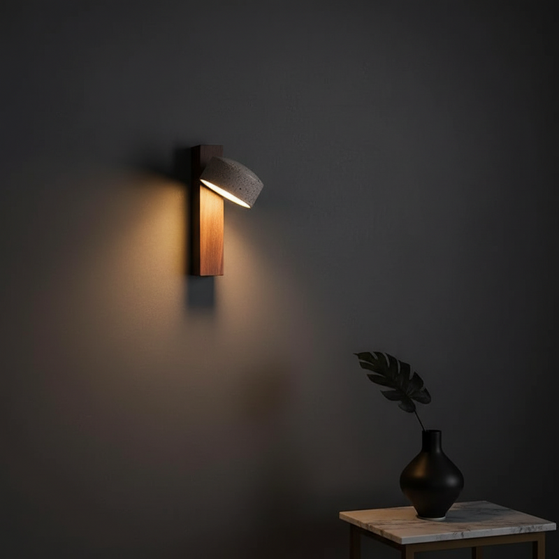 Amanda Rotatable Marble & Wood Wall Sconce