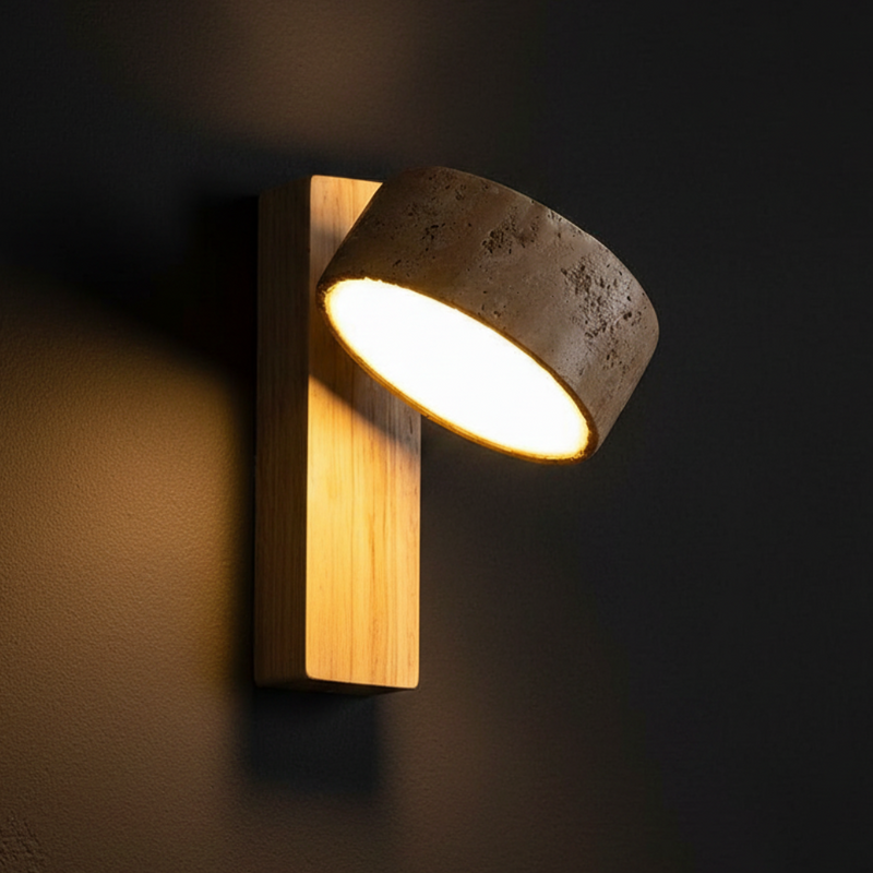 Amanda Rotatable Marble & Wood Wall Sconce