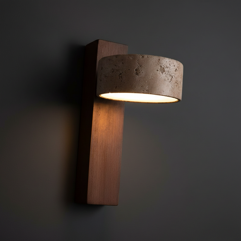Amanda Rotatable Marble & Wood Wall Sconce