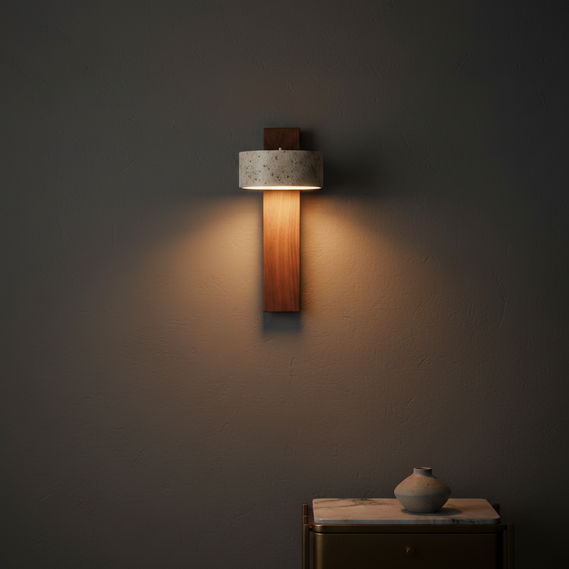 Amanda Rotatable Marble & Wood Wall Sconce