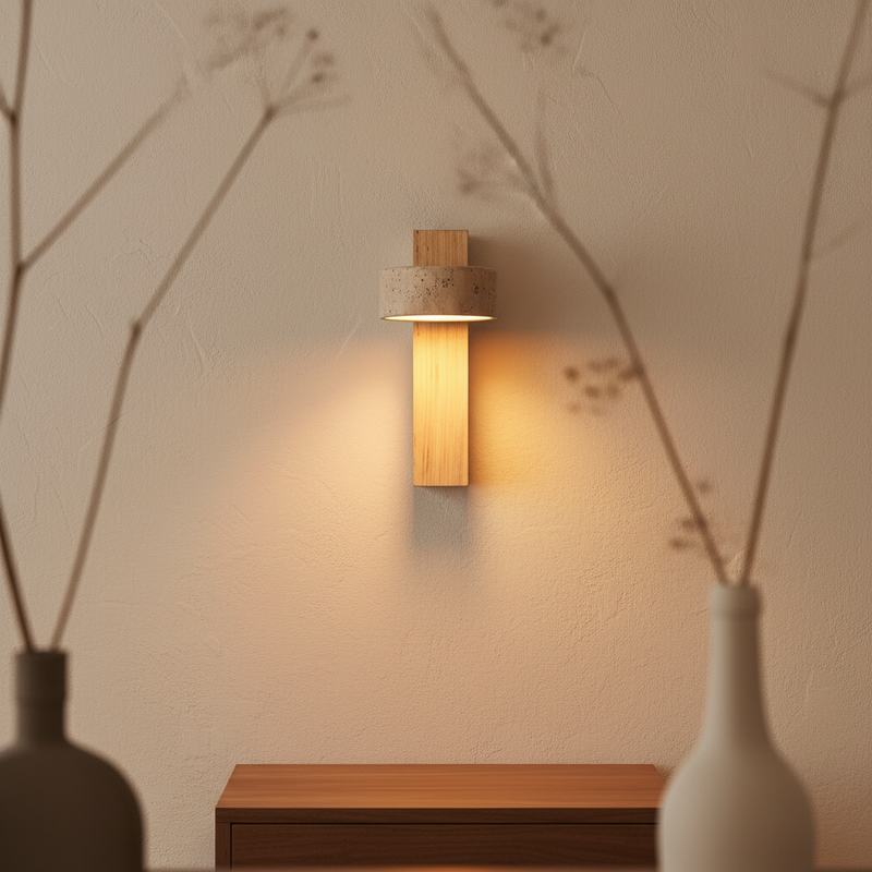 Amanda Rotatable Marble & Wood Wall Sconce