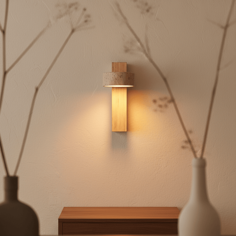 Amanda Rotatable Marble & Wood Wall Sconce - lighting | Zaevia