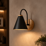 Arch Wood & Iron Cone Wall Sconce - | Zaevia