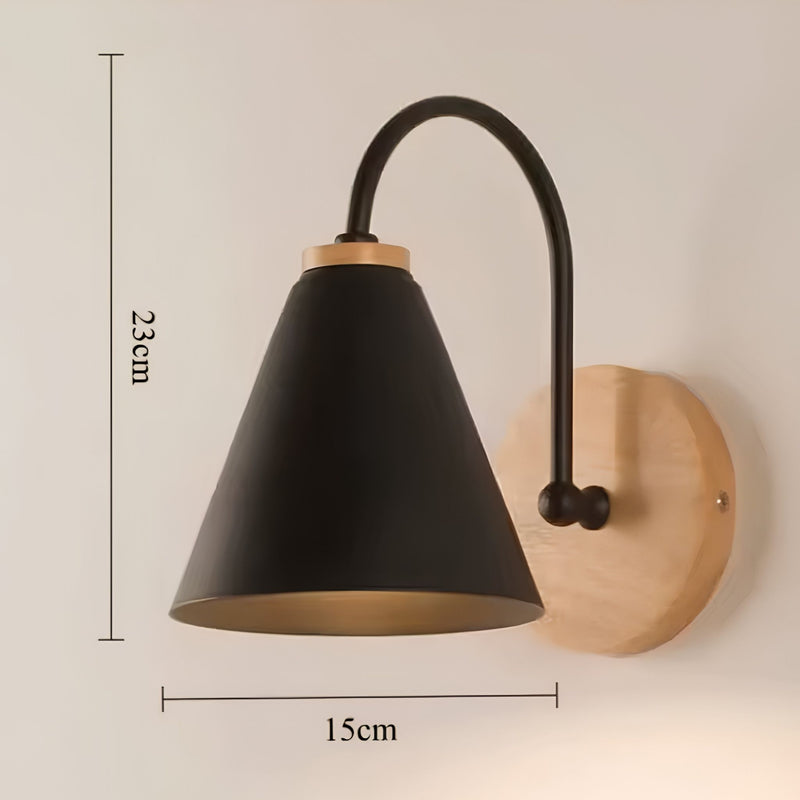 Arch Wood & Iron Cone Wall Sconce - | Zaevia