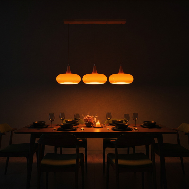 Aska Japandi Wood & Glass Pendant Light