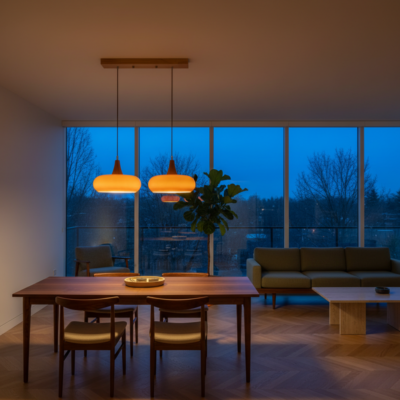 Aska Japandi Wood & Glass Pendant Light