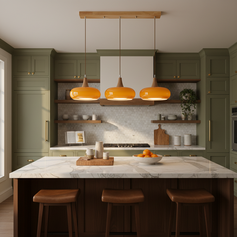 Aska Japandi Wood & Glass Pendant Light