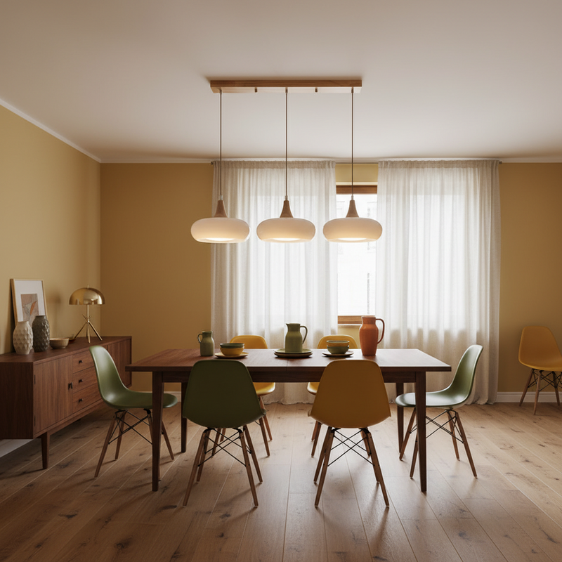 Aska Japandi Wood & Glass Pendant Light
