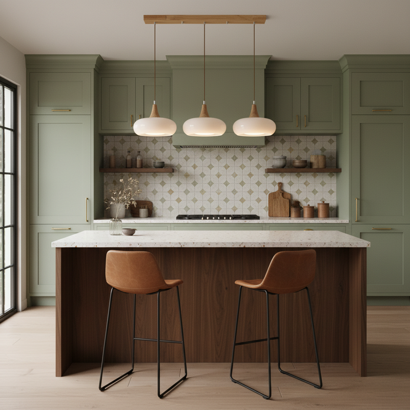 Aska Japandi Wood & Glass Pendant Light