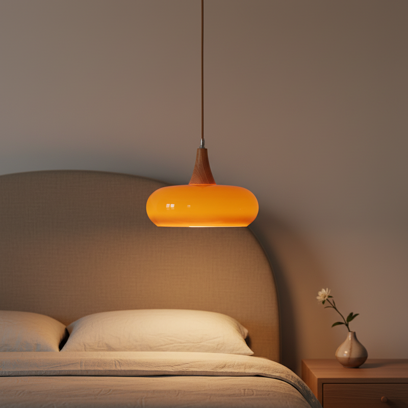 Aska Japandi Wood & Glass Pendant Light