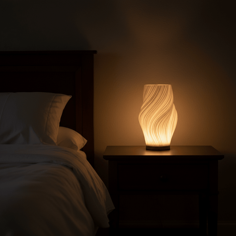Zaevia Aura Sculpted Table Lamp with Oak Base - Table lamp | Zaevia