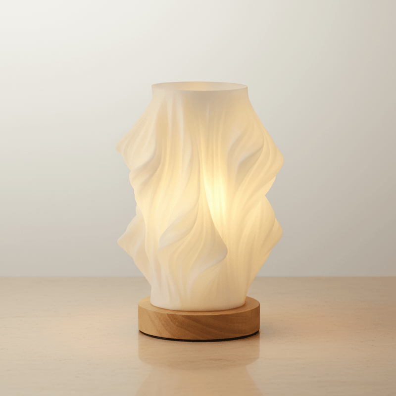 Zaevia Aura Sculpted Table Lamp with Oak Base - Table lamp | Zaevia