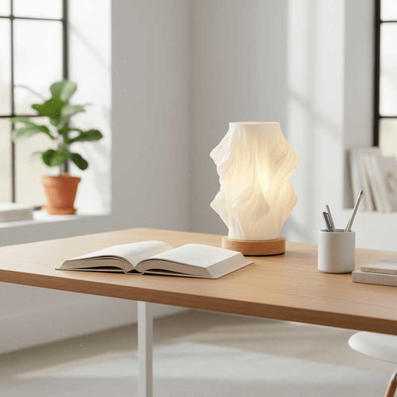 Zaevia Aura Sculpted Table Lamp with Oak Base - Table lamp | Zaevia