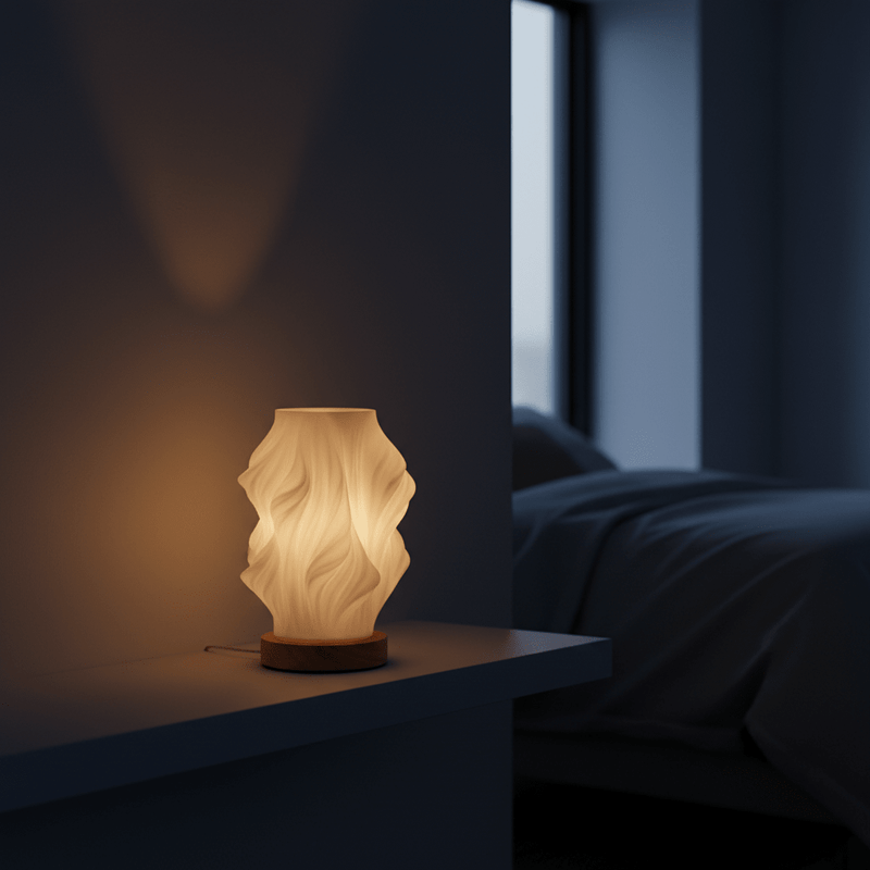 Zaevia Aura Sculpted Table Lamp with Oak Base - Table lamp | Zaevia