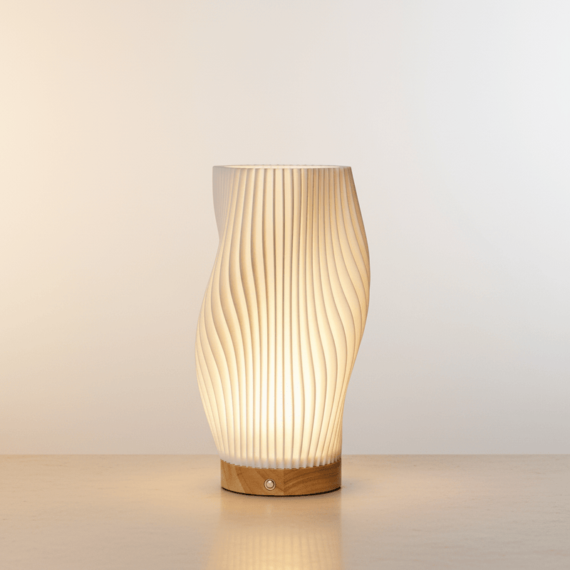 Zaevia Aura Sculpted Table Lamp with Oak Base - Table lamp | Zaevia