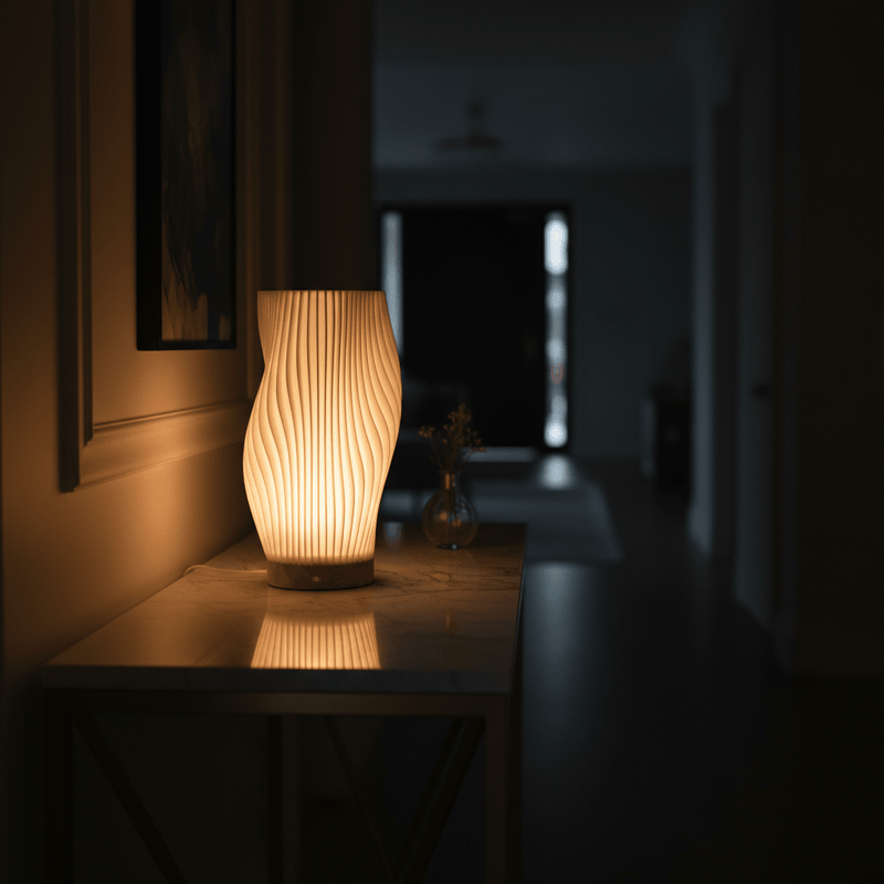 Zaevia Aura Sculpted Table Lamp with Oak Base - Table lamp | Zaevia