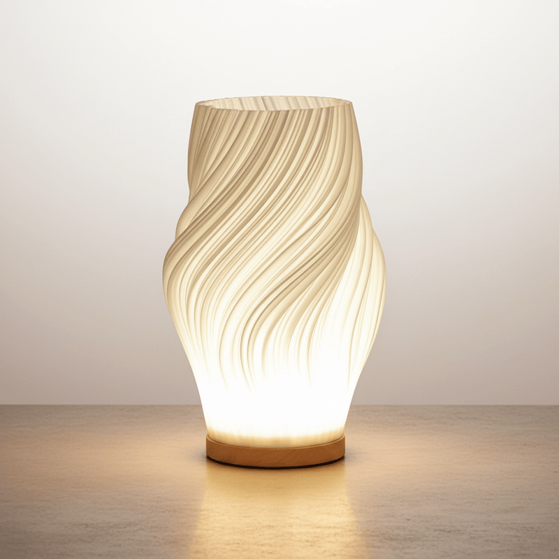 Zaevia Aura Sculpted Table Lamp with Oak Base - Table lamp | Zaevia