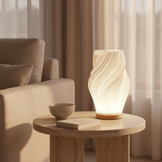 Zaevia Aura Sculpted Table Lamp with Oak Base - Table lamp | Zaevia