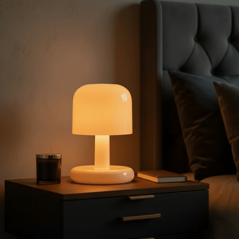 Zaevia Aura: Glass Mushroom Table Lamp - Table Lamp | Zaevia