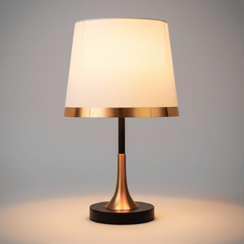 Zaevia Aurelia Fabric Shade Desk Lamp – Minimalist Mid Century Modern Bedside Light - Lighting > Table & Floor Lamps > Table Lamps > Designer Table Lamps | Zaevia