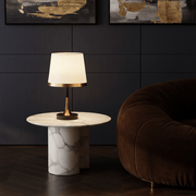 Zaevia Aurelia Fabric Shade Desk Lamp – Minimalist Mid Century Modern Bedside Light - Lighting > Table & Floor Lamps > Table Lamps > Designer Table Lamps | Zaevia