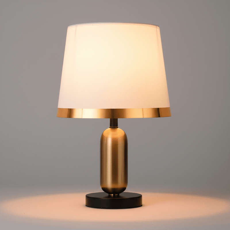 Zaevia Aurelia Fabric Shade Desk Lamp – Minimalist Mid Century Modern Bedside Light - Lighting > Table & Floor Lamps > Table Lamps > Designer Table Lamps | Zaevia