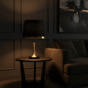 Zaevia Aurelia Fabric Shade Desk Lamp – Minimalist Mid Century Modern Bedside Light - Lighting > Table & Floor Lamps > Table Lamps > Designer Table Lamps | Zaevia