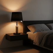Zaevia Aurelia Fabric Shade Desk Lamp – Minimalist Mid Century Modern Bedside Light - Lighting > Table & Floor Lamps > Table Lamps > Designer Table Lamps | Zaevia