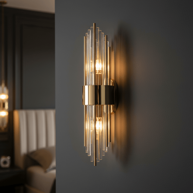 Zaevia Aurelia Fluted Glass Rod Wall Sconce - Wall Light | Zaevia