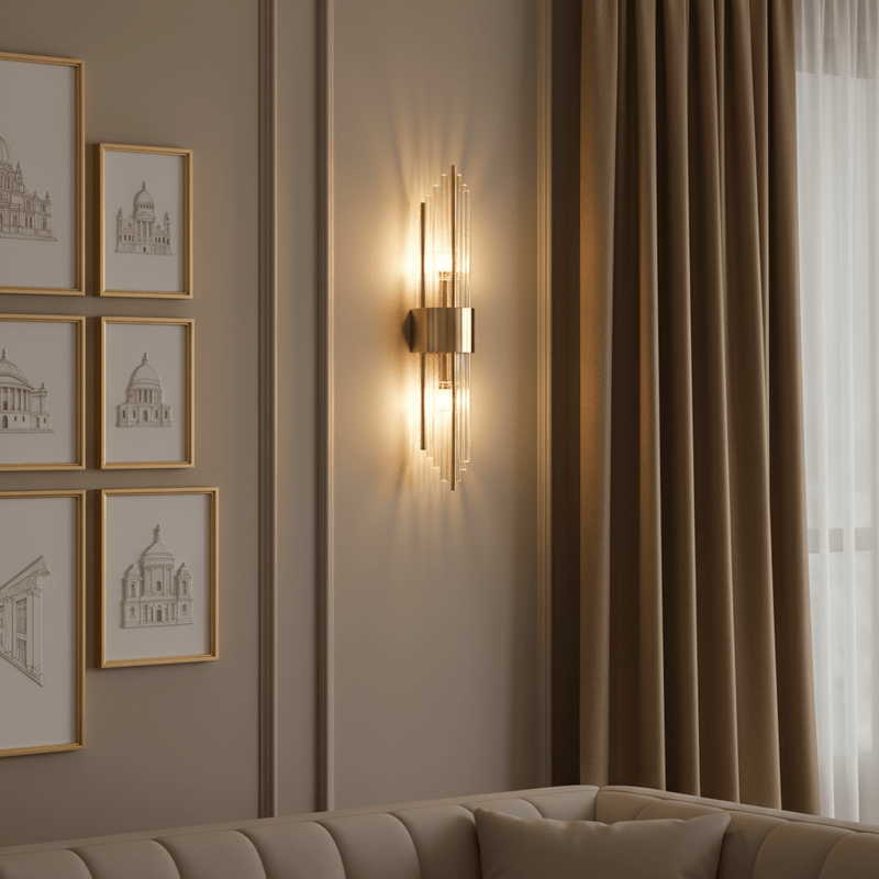 Zaevia Aurelia Fluted Glass Rod Wall Sconce - Wall Light | Zaevia
