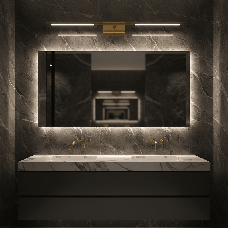 Aurum Brushed Gold LED Bar Vanity Light - Lighting > Wall Lights > Bathroom Vanity Lights > Vanity Light Bar | Zaevia