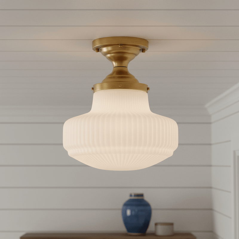 Aveline Ribbed Opal Glass Semi-Flush Mount