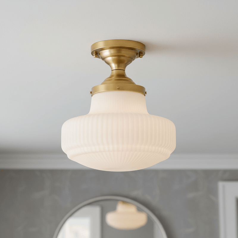 Aveline Ribbed Opal Glass Semi-Flush Mount