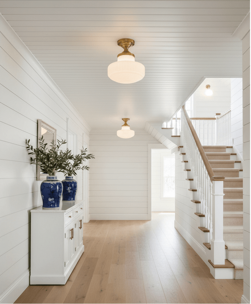 Aveline Ribbed Opal Glass Semi-Flush Mount
