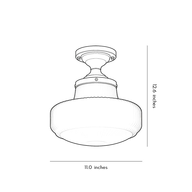 Aveline Ribbed Opal Glass Semi-Flush Mount