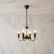 Zaevia Black Metal Crystal Chandelier French Empire Candelabra Multi Light Hardwired Ceiling Light - chandelier | Zaevia