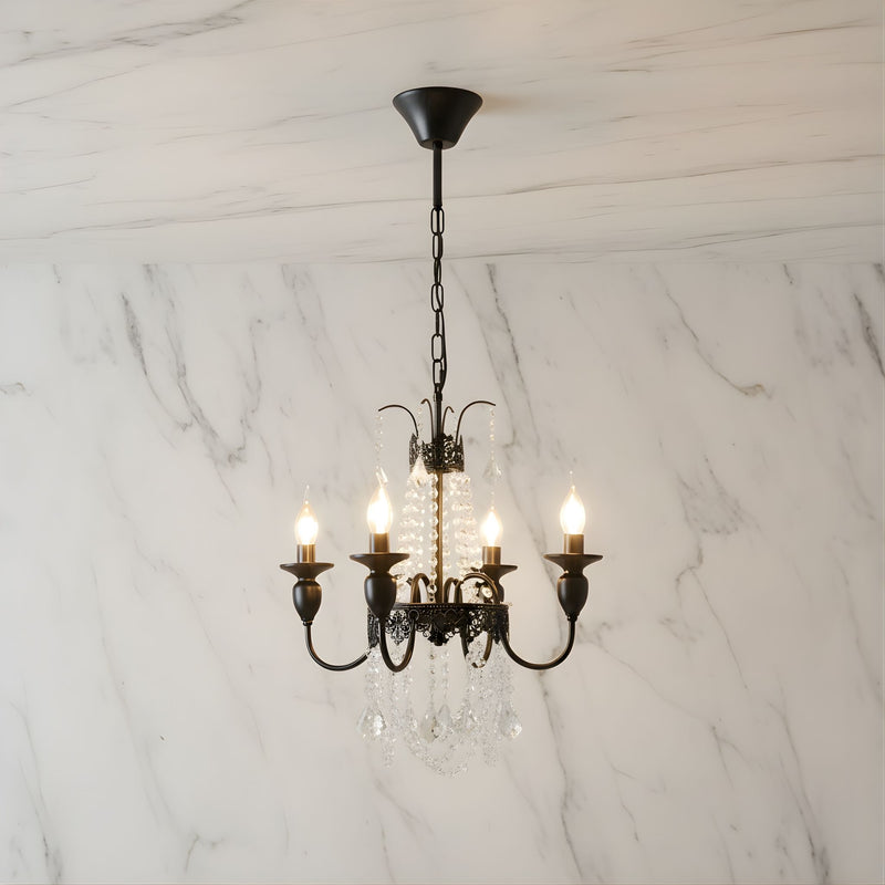 Zaevia Black Metal Crystal Chandelier French Empire Candelabra Multi Light Hardwired Ceiling Light - chandelier | Zaevia