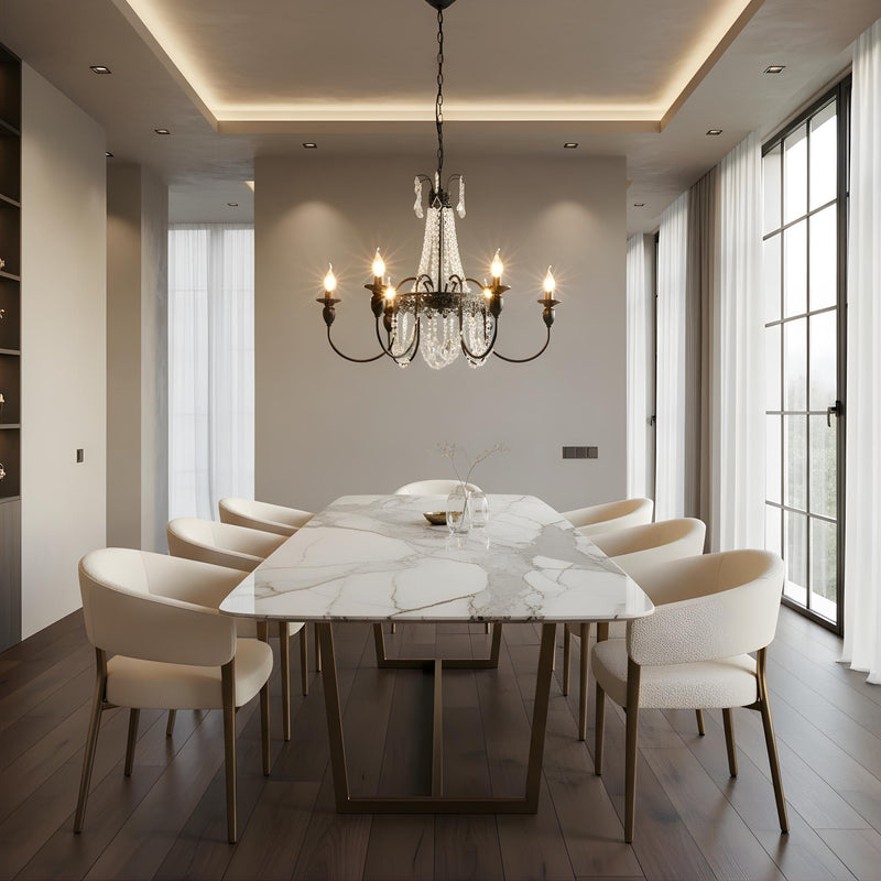 Zaevia Black Metal Crystal Chandelier French Empire Candelabra Multi Light Hardwired Ceiling Light - chandelier | Zaevia