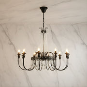 Zaevia Black Metal Crystal Chandelier French Empire Candelabra Multi Light Hardwired Ceiling Light - chandelier | Zaevia