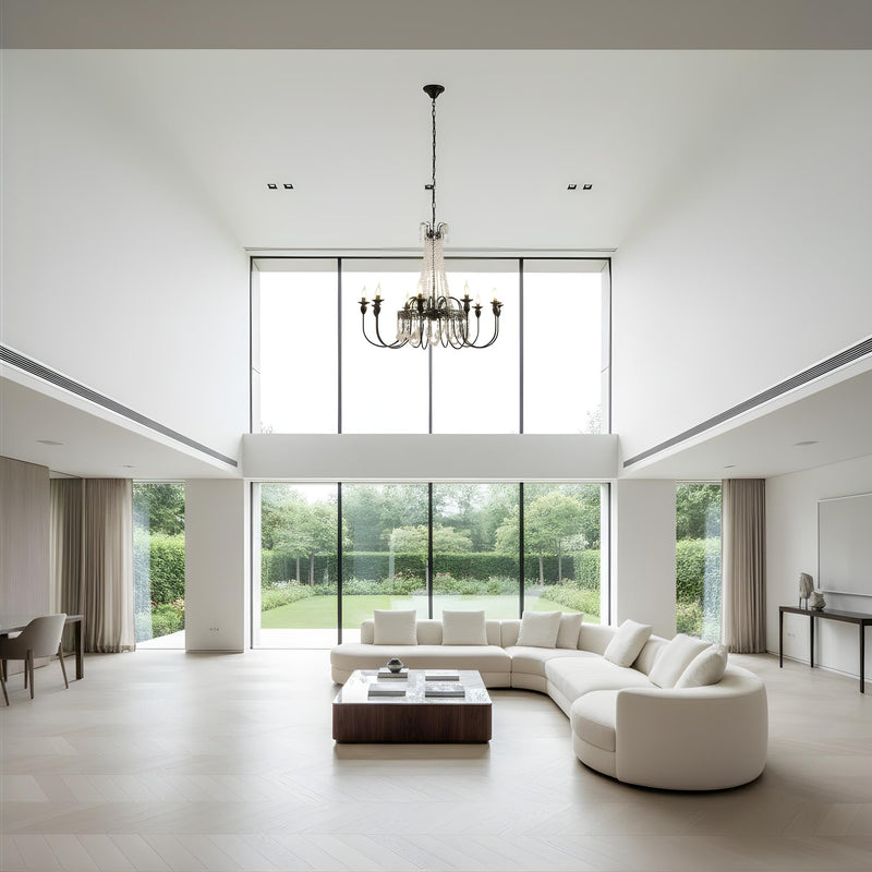 Zaevia Black Metal Crystal Chandelier French Empire Candelabra Multi Light Hardwired Ceiling Light - chandelier | Zaevia