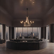 Zaevia Black Metal Crystal Chandelier French Empire Candelabra Multi Light Hardwired Ceiling Light - chandelier | Zaevia