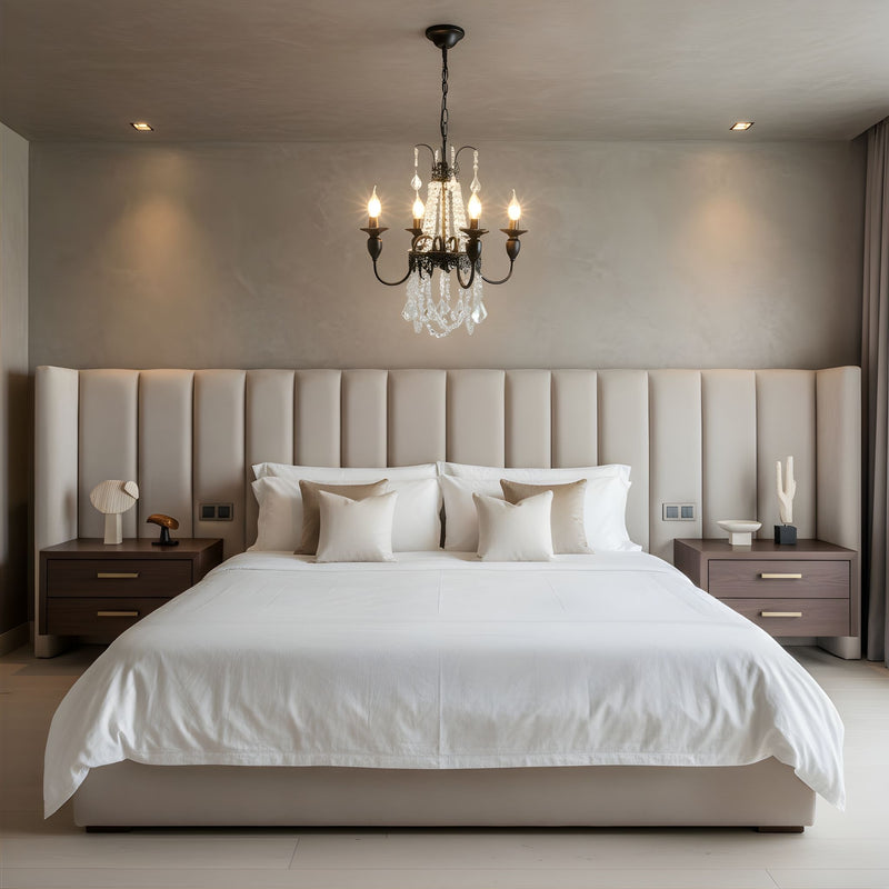 Zaevia Black Metal Crystal Chandelier French Empire Candelabra Multi Light Hardwired Ceiling Light - chandelier | Zaevia