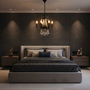 Zaevia Black Metal Crystal Chandelier French Empire Candelabra Multi Light Hardwired Ceiling Light - chandelier | Zaevia