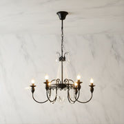 Zaevia Black Metal Crystal Chandelier French Empire Candelabra Multi Light Hardwired Ceiling Light - chandelier | Zaevia