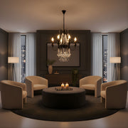 Zaevia Black Metal Crystal Chandelier French Empire Candelabra Multi Light Hardwired Ceiling Light - chandelier | Zaevia