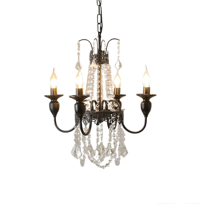 Black Metal Crystal Drop Chandelier