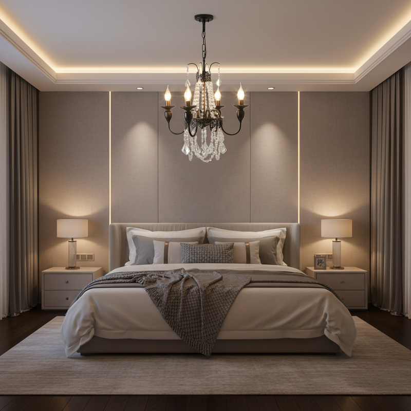 Black Metal Crystal Drop Chandelier